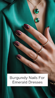 Burgundy Nails for Emerald Dresses Burgundy Nails for Emerald Dresses