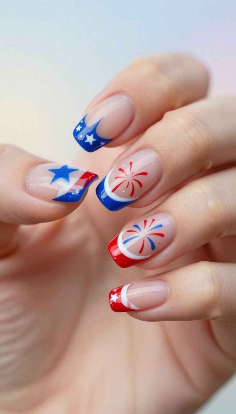 4th of july nails french tip