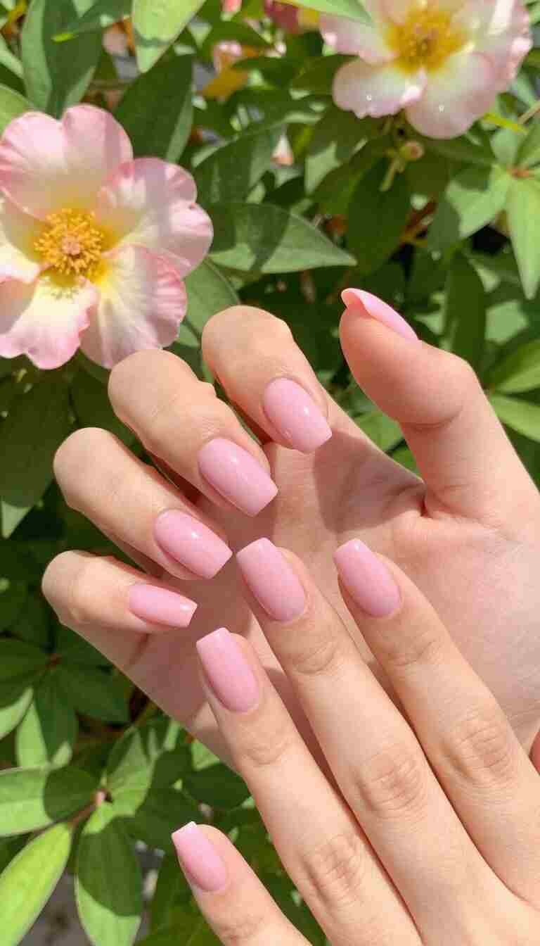Summer 2026 nail color trends simple pink acrylic