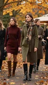 early fall outfits women with boots